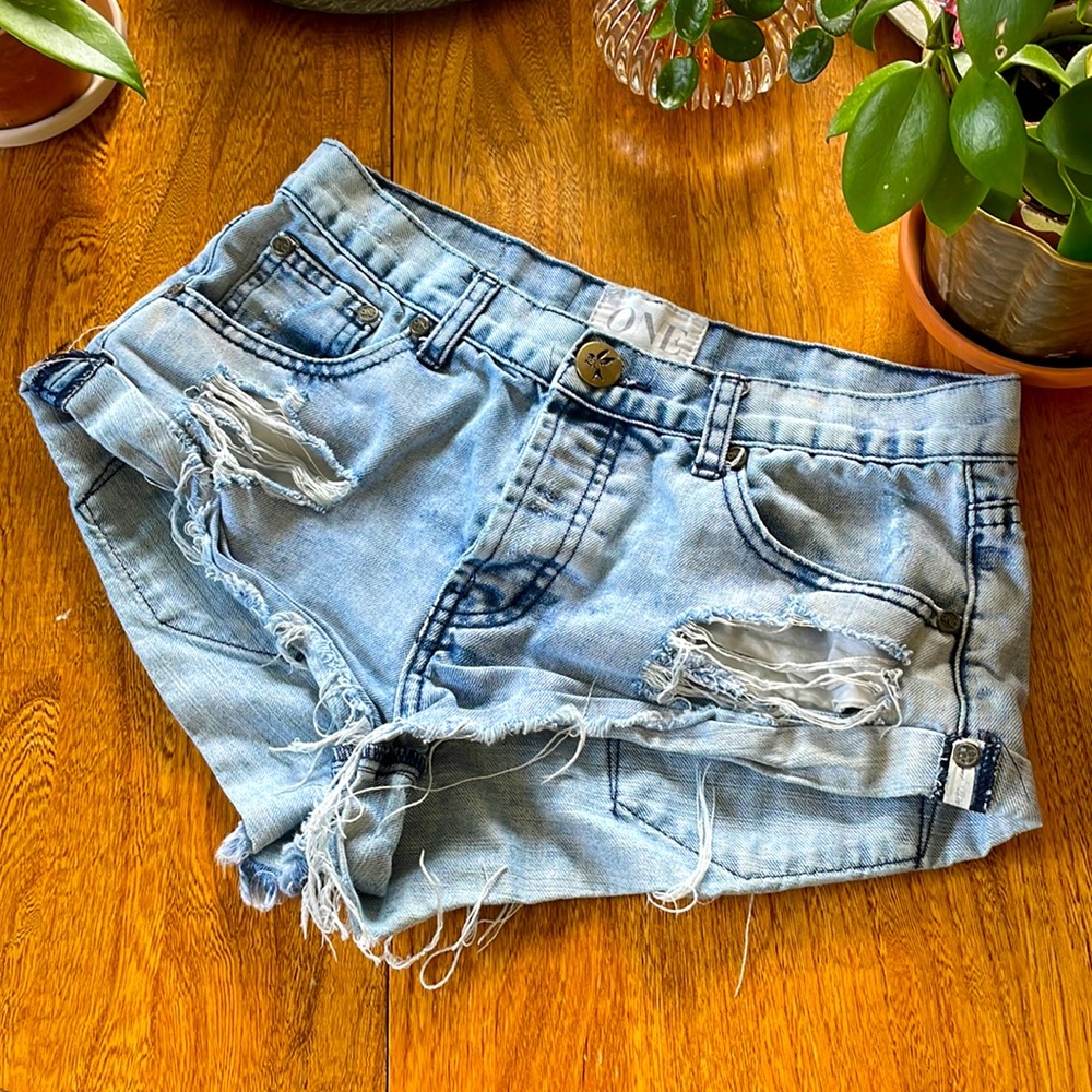 ONE TEASPOON Bandits Denim Mini shorts